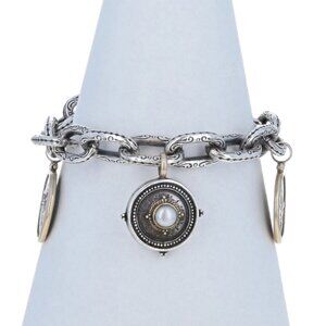 Konstantino Charm Bracelet 7 1/2" - Sterling 925 & Yellow Gold 18k Coin-Inspired